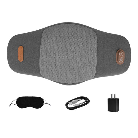 Dark grey electric lumbar massage pillow with heat and vibration, memory foam