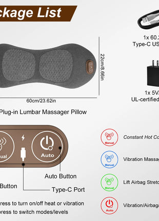 3-in-1 lumbar support pillow – dark grey – view 2