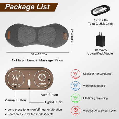 3-in-1 lumbar support pillow – dark grey – view 2