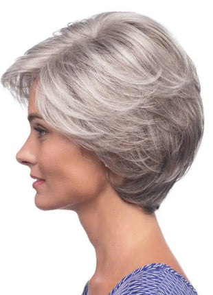 Layered Mixed Silver Wavy Synthetic Wig
