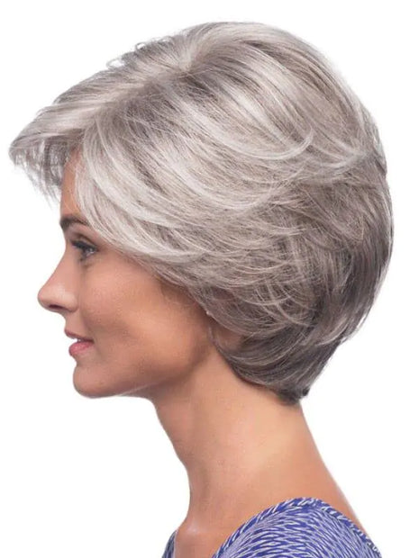 Layered Mixed Silver Wavy Synthetic Wig