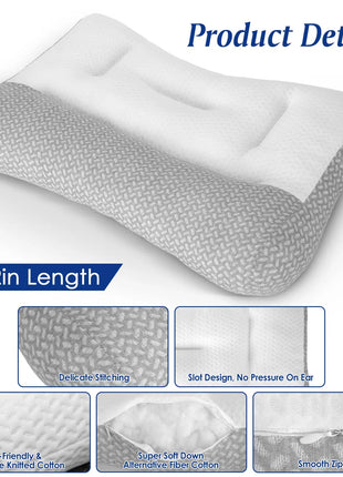 Ergonomic mesh bed pillow – white and grey – view 2