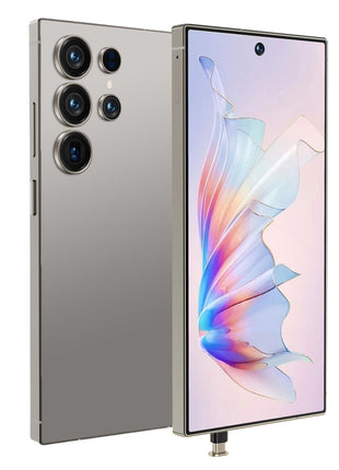 C25 Ultra Cell Phone in gray metal, featuring a large edge-to-edge display and multi-lens rear camera array