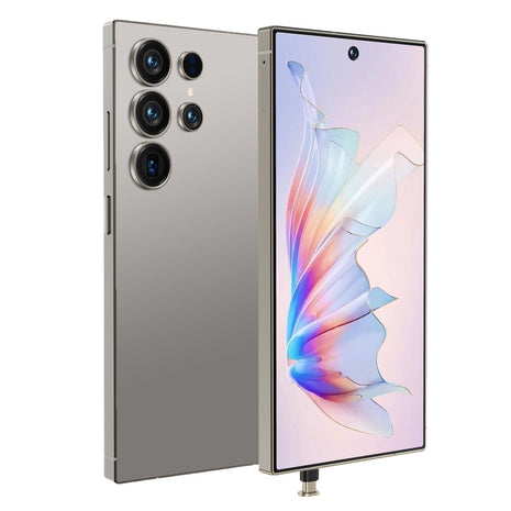 C25 Ultra Cell Phone in gray metal, featuring a large edge-to-edge display and multi-lens rear camera array