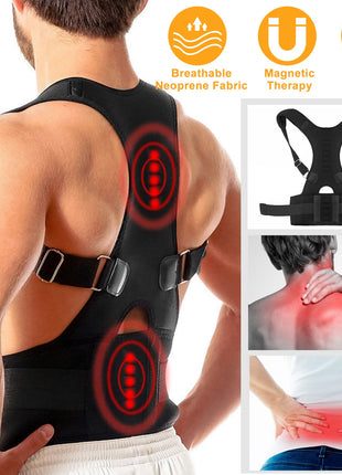 Unisex back posture corrector with adjustable shoulder straps and lumbar support belt