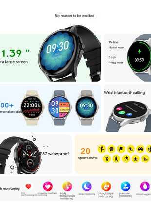 Gray Health & Communication Smartwatch with wellness and communication features