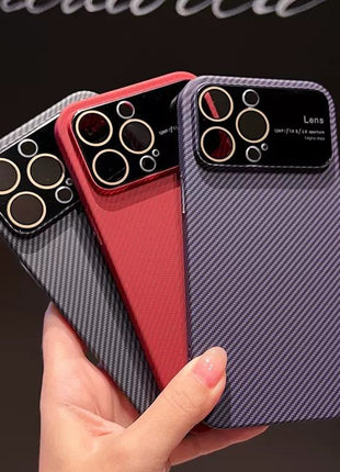 Carbon Fiber Phone Case for iPhone 15 with Lens Cover