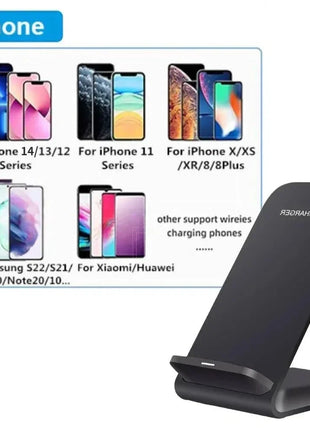 Qi Wireless Fast Charger pad stand dock charging Galaxy phone black sleek design