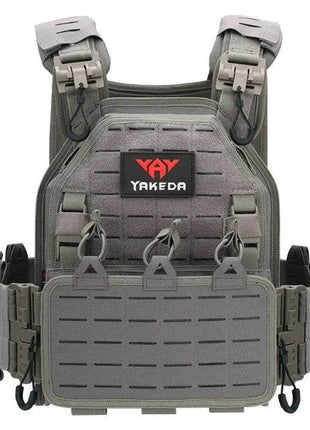 Black tactical vest outdoor training with waterproof, wear-resistant fabric and multiple pockets