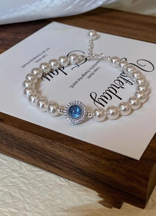 Aquamarine Pearl Bracelet with Unique Design