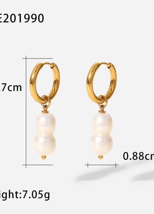 Fashionable Stainless Steel Pearl Earrings