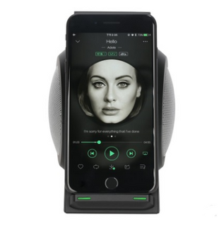 Bluetooth speaker with Qi wireless charging pad and alarm clock