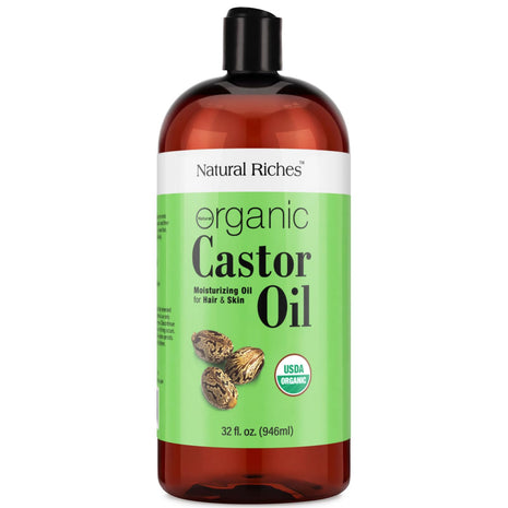 Organic Castor Oil Elixir - USDA Certified, Skin & Hair Revitalizer - 32oz
