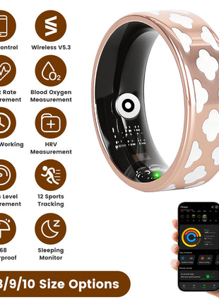 White Cloud titanium smart ring sleep and activity tracker
