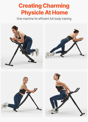 Foldable AB Workout Machine with ergonomic dual curved sliding track and adjustable height for core training at home