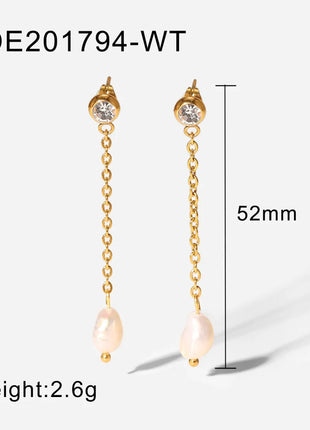 Fashionable Stainless Steel Pearl Earrings