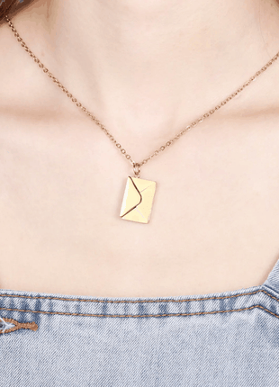 Sterling silver personalized envelope necklace with customizable engravings
