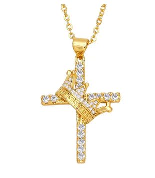 Crown Cross Pendant Necklace