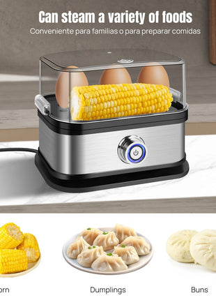 Electric egg boiler stainless steel cooker steaming up to 6 eggs with one-touch control