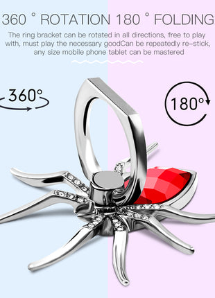 Spider Rhinestone Phone Ring Holder & Stand – Metal Finger Grip
