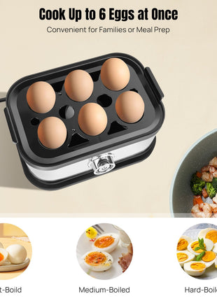Electric egg boiler stainless steel cooker with one-touch button and 6-egg capacity