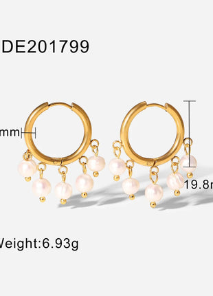 Fashionable Stainless Steel Pearl Earrings