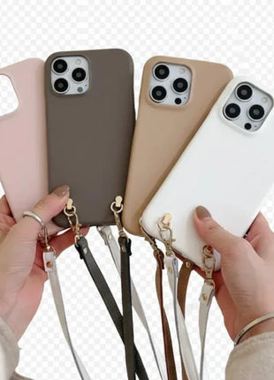 Plush Diagonal Lanyard for iPhone with TPU protection in multiple colors