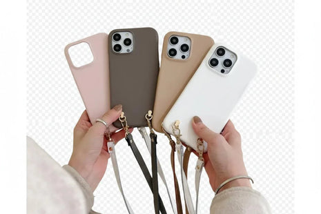 Plush Diagonal Lanyard for iPhone with TPU protection in multiple colors