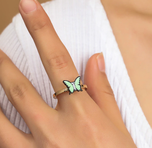 Fidget spinner rotatable metal ring for women with flower design