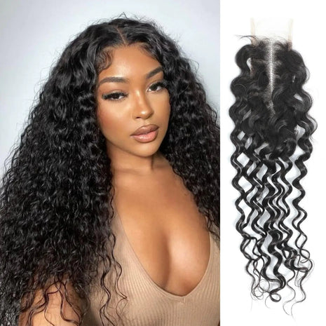 MOMOSHERO 12 Inch Water Wave 2x6 HD Lace Closure - 100% Unprocessed Virgin Human Hair