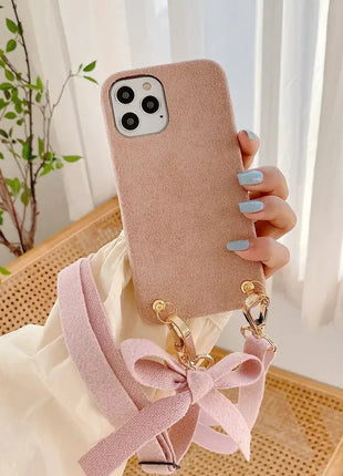 Plush Diagonal Lanyard for iPhone in multiple colors showcasing secure phone attachment