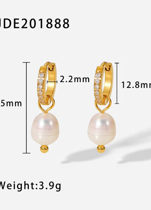Fashionable Stainless Steel Pearl Earrings