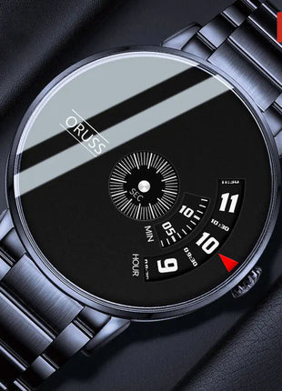 Men's Waterproof Automatic Steel Watch with Black Tech