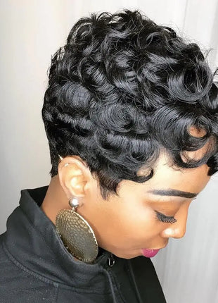 Flandi Pixie Cut Human Hair Wig - Short Curly Pixie Cut for Black Women