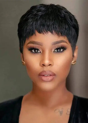 Short Black Curly Hair Cover for Women