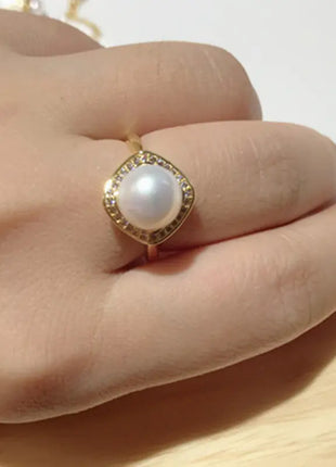 Natural Pearl Jewelry Set: Necklace, Earrings, Ring