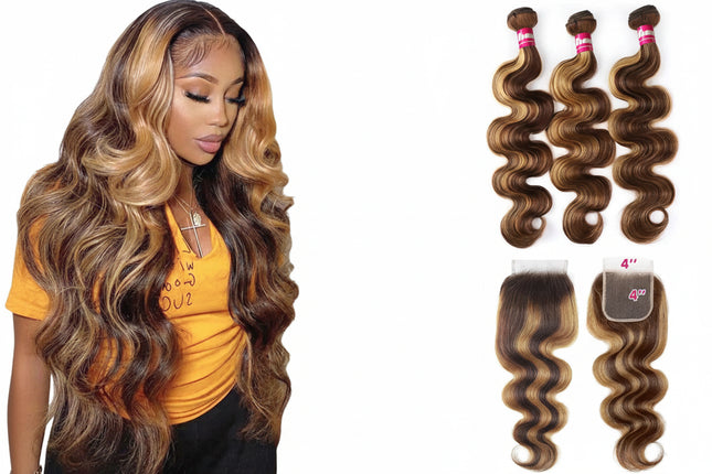 10A Brazilian Body Wave Bundles with Closure
