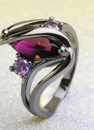 Sapphire Marquise Ring, Women's Black Gold Jewelry