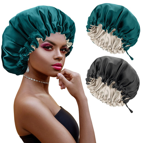 Atudew Satin Bonnet 2PCS Silk Bonnet