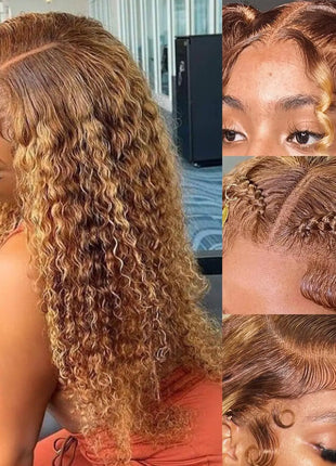 18 Inch Honey Blonde Deep Wave HD Lace Front Human Hair Wig