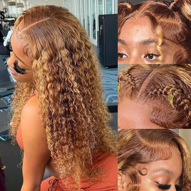 18 Inch Honey Blonde Deep Wave HD Lace Front Human Hair Wig