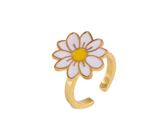 Fidget spinner rotatable metal ring for women with flower design