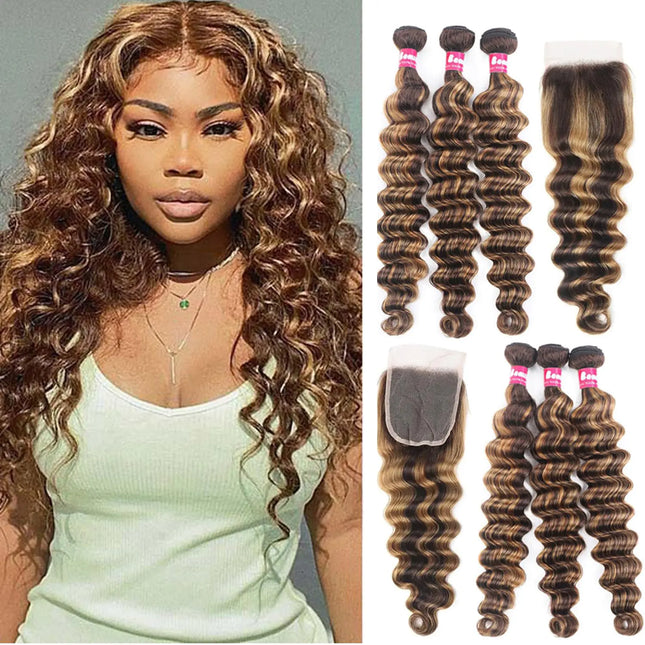 10A Brazilian Loose Deep Wave Bundles with Closure – Raw Virgin Human Hair