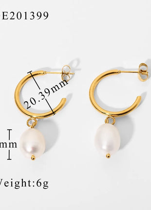 Fashionable Stainless Steel Pearl Earrings