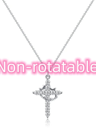 Rotatable Cross Crown Necklace