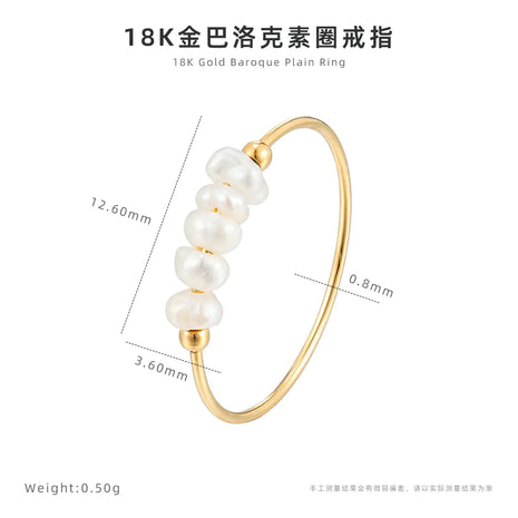 18K Gold Simple Natural Baroque Pearl Ring