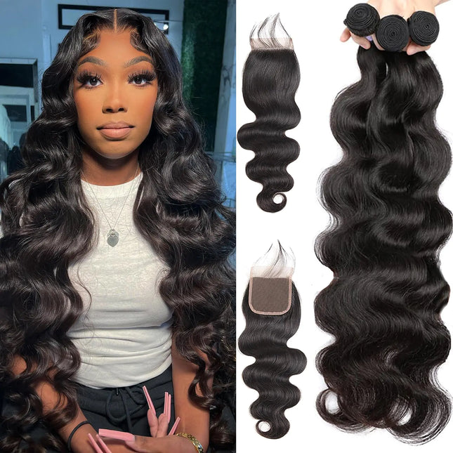 10A Brazilian Body Wave Bundles with Closure
