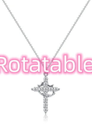 Rotatable Cross Crown Necklace