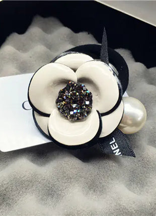 Camellia Rhinestone and Pearl Hair Ornament