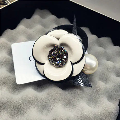 Camellia Rhinestone and Pearl Hair Ornament